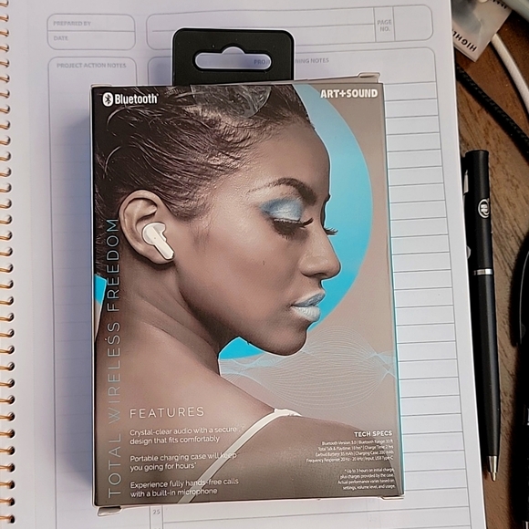 Art + Sound Wireless Pro Earbuds with Charging Case - White- New - Picture 3 of 4